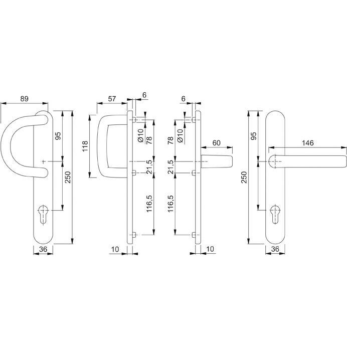 Thumbnail - Magni, Türgriff + Fenstergriff, Hoppe We-Grt.SchildF9 538G/3357N/1313G,8/92PZ (Türgarnitur)