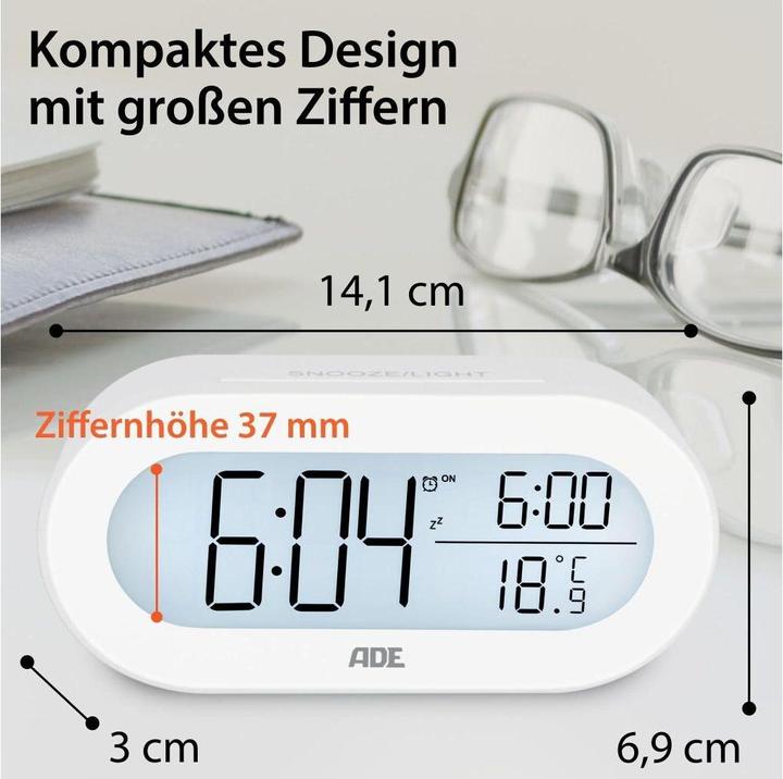 Actual product image ADE Digital Alarm Clock White