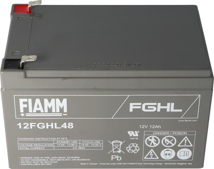 Actual product image Fiamm 12FGHL48 Lead PB Battery 12 Volt 12000mAh with Faston 6.3mm Contacts (12 V, 12 Ah)