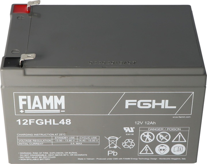 Produktbild Fiamm 12FGHL48 Blei PB Akku 12 Volt 12000mAh mit Faston 6,3mm Kontakten (12 V, 12 Ah)