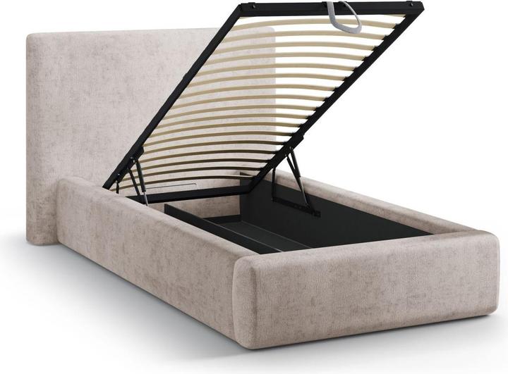 Actual product image Micadoni Storage Bed With Headboard, "Amy", Beige, 220x130x95 Made in Europe (90 x 200 cm)
