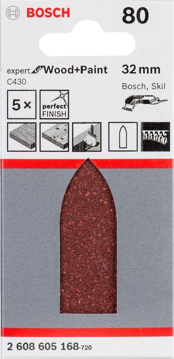 Actual product image Bosch Professional Zubehör Sanding sheet C430, 32 mm, 80, unperforated, pack of 5 (80)