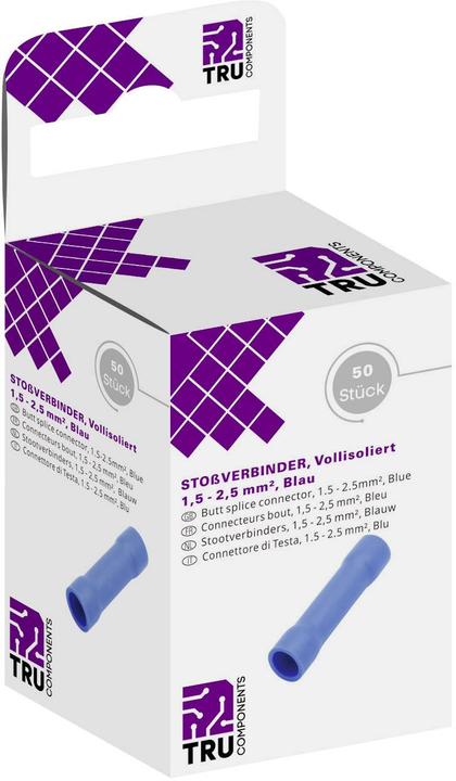 Produktbild Tru Components 8436748 Parallelverbinder 1.50 mm² 2.50 Vollisoliert Blau 50 St.
