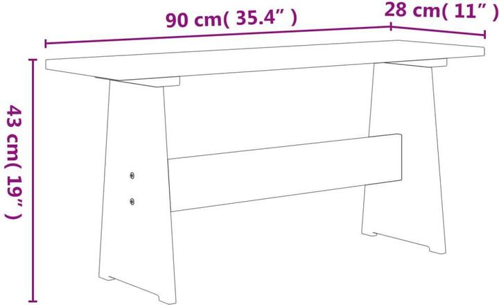 Image du produit vidaXL Esstisch mit Bank (100 x 60 x 73 cm)