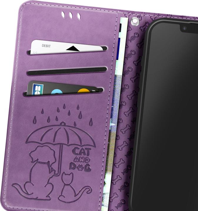 Image du produit Avizar Klapphülle für iPhone 16e Design Katze und Hund Portemonnaie (Apple iPhone 16e)