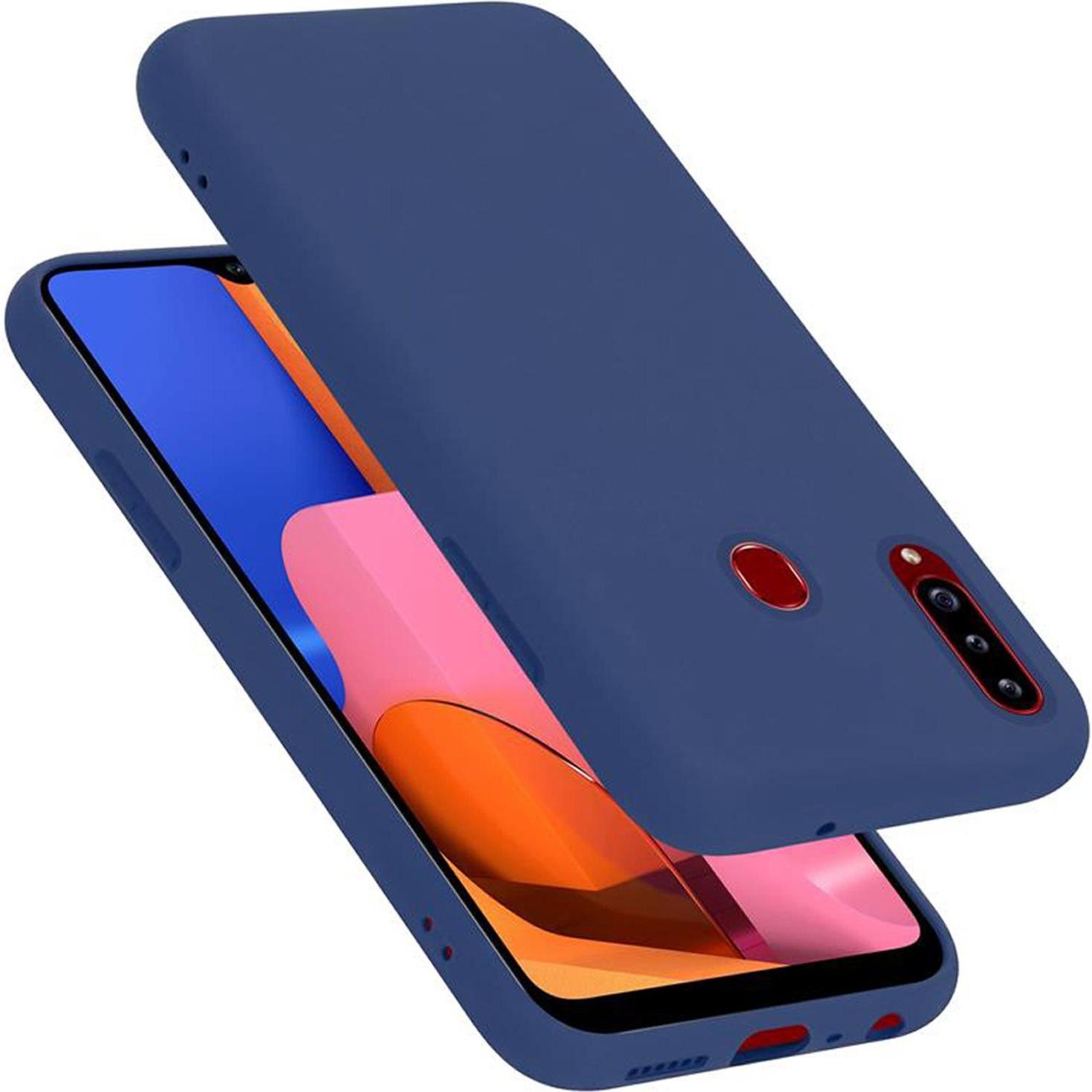 Cadorabo TPU Liquid Silicone Case Cover (Samsung Galaxy A20s), Smartphone Hülle, Blau