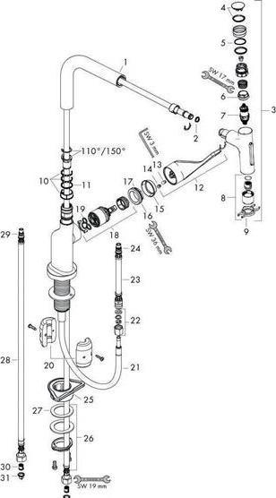 Produktbild hansgrohe Einhebel-Spültischmischer AXOR CITTERIO DN 15, Ausziehbrause chrom