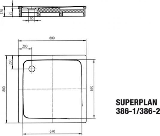 Image du produit Kaldewei Superplan 386-2 80x80cm avec support en polystyrène