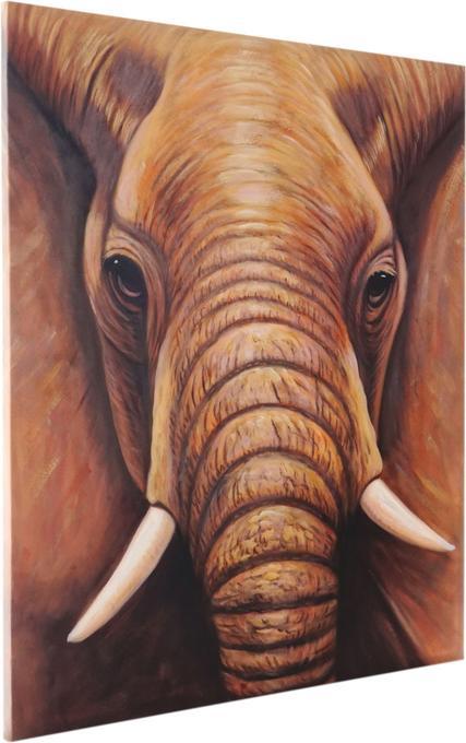 Image du produit Swisshandel24 Peinture à l'huile Gros plan sur un éléphant, peinture murale 100% peinte à la main XL, 120x100cm (120 x 100 cm)
