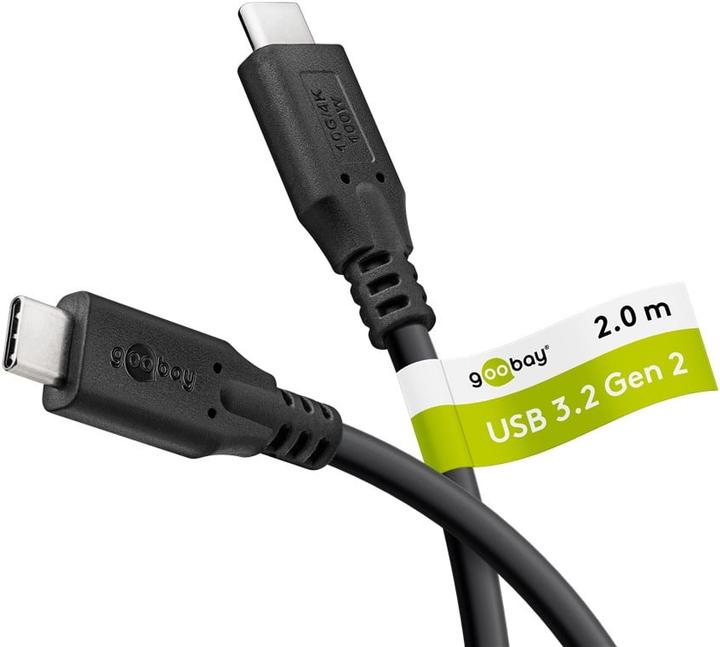 Actual product image Goobay USB-C cable, USB 3.2, 100 W, 10 Gbit/s, Power Delivery, 2 m (2 m, 100 W)