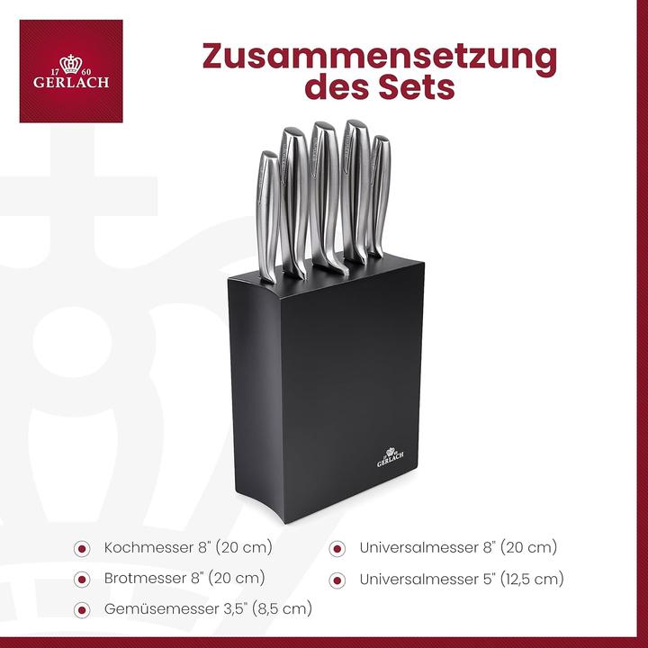Produktbild Gerlach Jerlach Modern Messer in Schwarz 5-tlg. im Block.