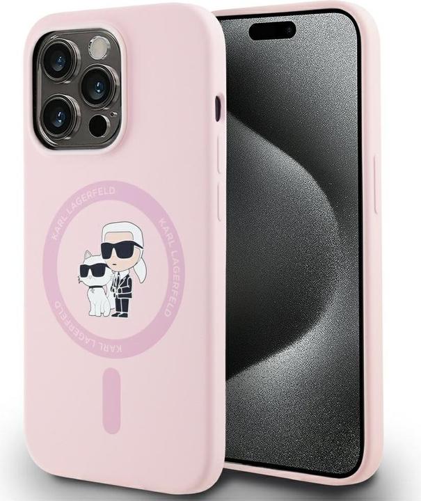 Actual product image Karl Lagerfeld Liquid Silicone Karl and Choupette MagSafe Case for iPhone 14 Pro Pink (Apple iPhone 14 Pro)