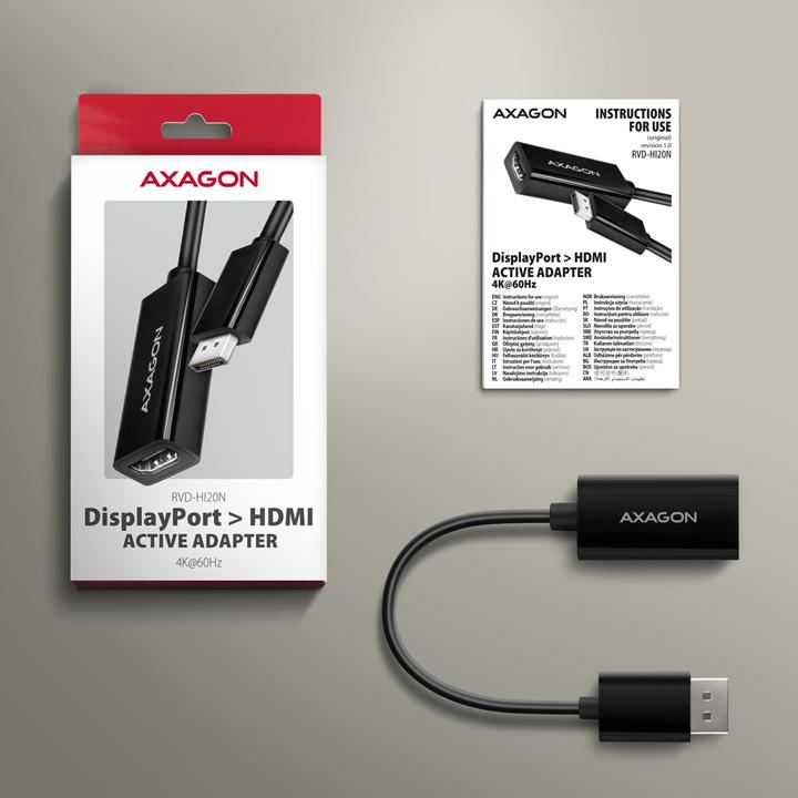 Actual product image Axagon RVD-HI20N DP > HDMI adapter, 4K/60Hz (HDMI, 15 cm)