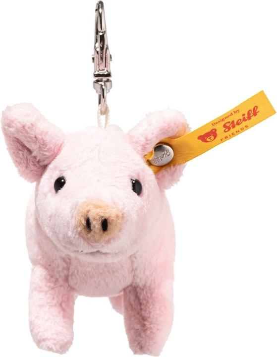Steiff 112652 - Anhänger Glücksbringer Schwein, rosa, Plüsch-Schlüsselanhänger, 9 cm