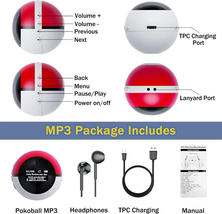 Actual product image Aiandcc Mini Monster Ball MP3-Player für Kinder