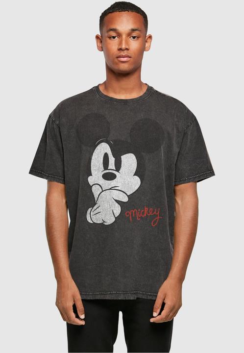 Actual product image Absolute Cult Mickey Mouse - Distressed Ponder Acid Washed Oversize Tee - 115191 (L)