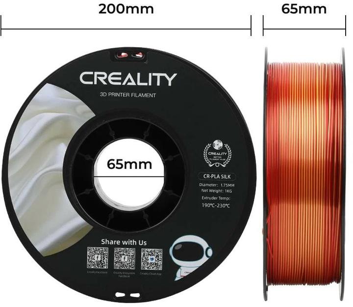 Immagine prodotto Creality Filamento PLA, Silk Gold, 1,75 mm, 1 kg (PLA, 1.75 mm, 1000 g, Oro, Rosso)