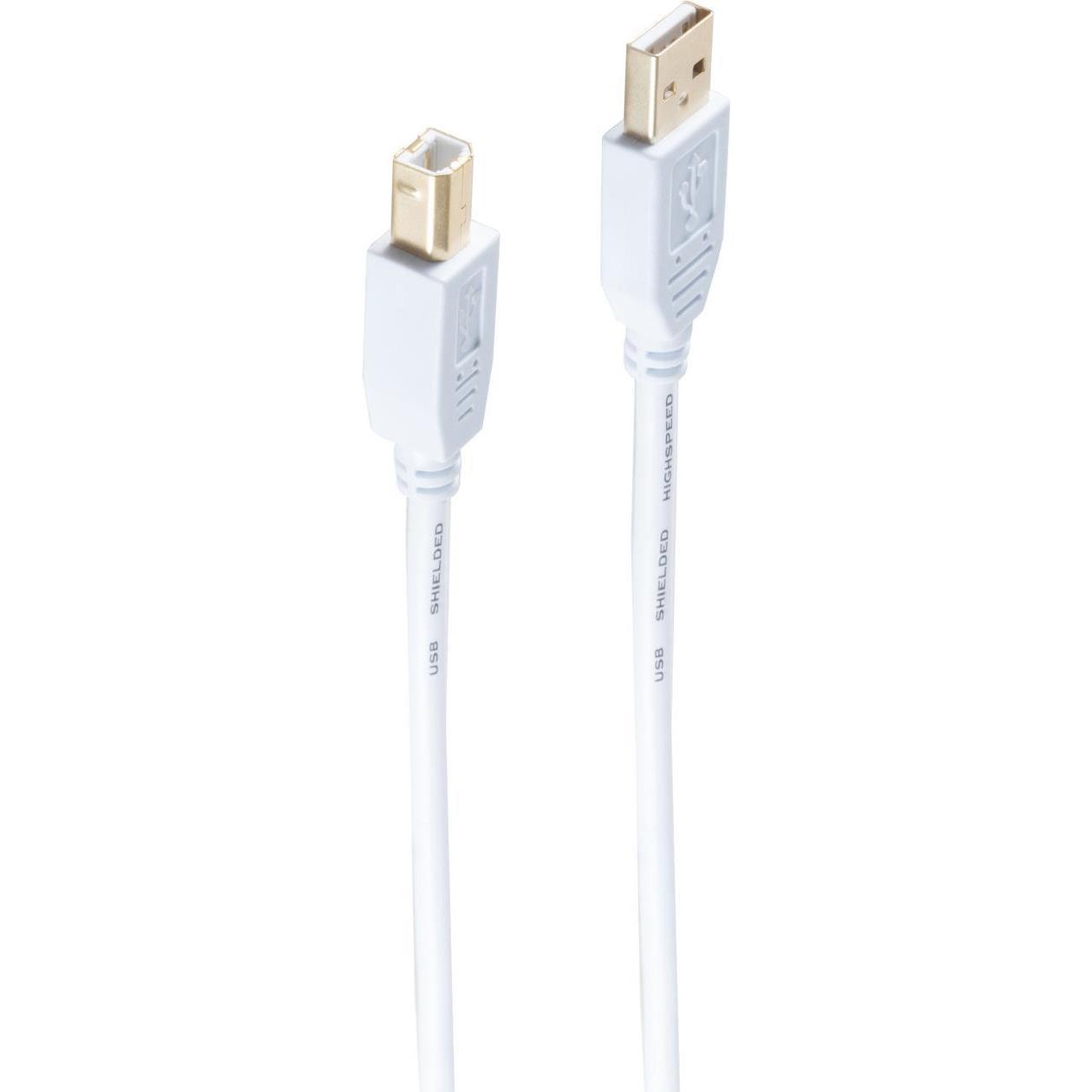 Shiverpeaks -BASIC-S--USB Kabel, Typ A Stecker auf Typ B Stecker, HIGH SPEED, vergoldete Kontakte, USB 2.0, wei (1 m, US...