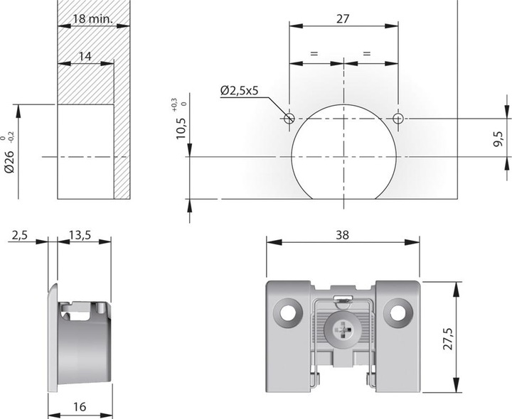 Actual product image Italiana Ferramenta Klappenscharnier Kimana vernickelt