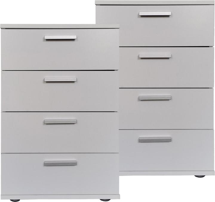 Produktbild HTI-Living Nachtkommode 4 Schubladen Nina Sonoma Weiss 2er-Set (45 x 38 x 70 cm)
