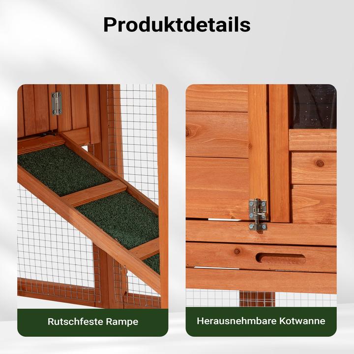Produktbild Wiltec Hasenstall 1220x630x920mm Freilaufgehege Kaninchenkäfig Kleintierstall