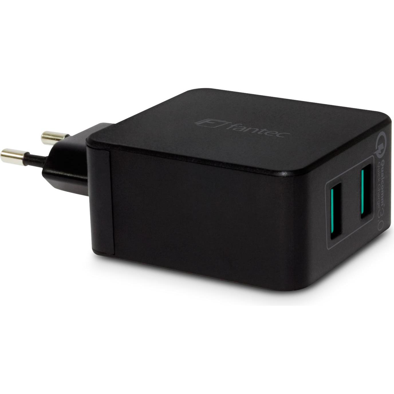 Fantec QC3-A22 (36 W), USB Ladegerät, Schwarz