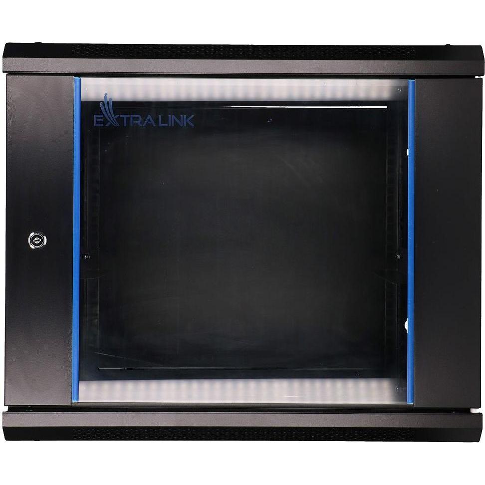 Extralink EX.3968 Rack 9U Scaffale montato a parete (9 HE, Rack da 19 pollici), Armadio rack, Nero