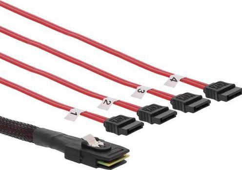 Produktbild InLine SAS-Kabel (OCF), 1x Mini-SAS zu 4x SATA (75 cm, SAS)