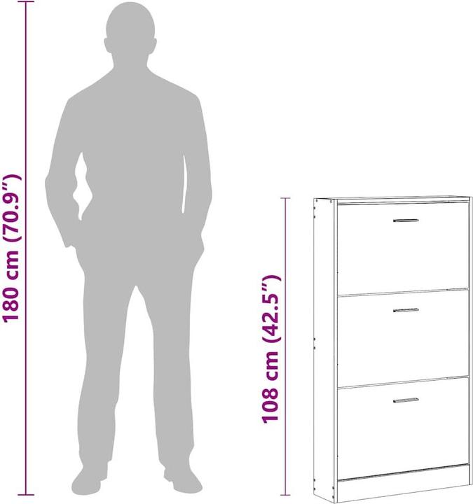 Produktbild vidaXL Schuhschrank (59 x 17 x 108 cm)