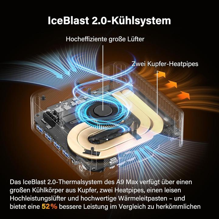 Image du produit Geekom A9 Max (1000 Go, 32 Go, AMD Ryzen AI 9 HX 370, Radeon 890M)