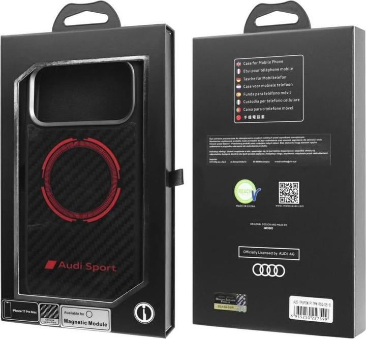 Produktbild NoName Case Audi RSQ Carbon Fiber Sport Red Circle MagSafe for iPhone 17 Pro Max black (Apple iPhone 17 Pro Max)