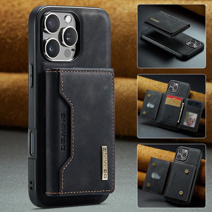 Produktbild Dg.Ming iPhone 13 Pro - Etui, Leder-Optik, Kartenfach & Magnetverschluss, Schwarz (Apple iPhone 13 Pro)