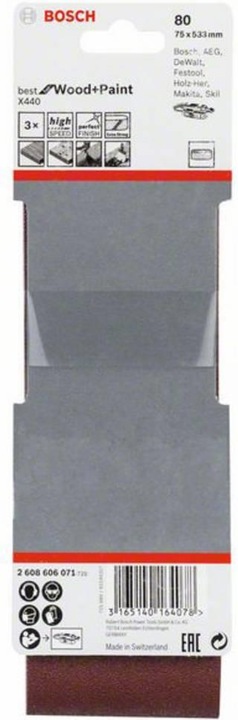 Produktbild Bosch Professional Zubehör PRO X440 Schleifband, 75 x 533 mm, G80 (80)