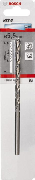 Produktbild Bosch Professional Zubehör Metallbohrer HSS-G, DIN 340, 5,5 x 91 x 139 mm, 1er-Pack (5.5 mm)