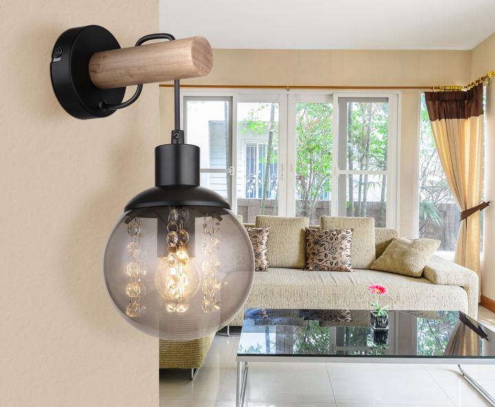 Actual product image Globo Wall lamp Richard black matt 1xE27 (E27)