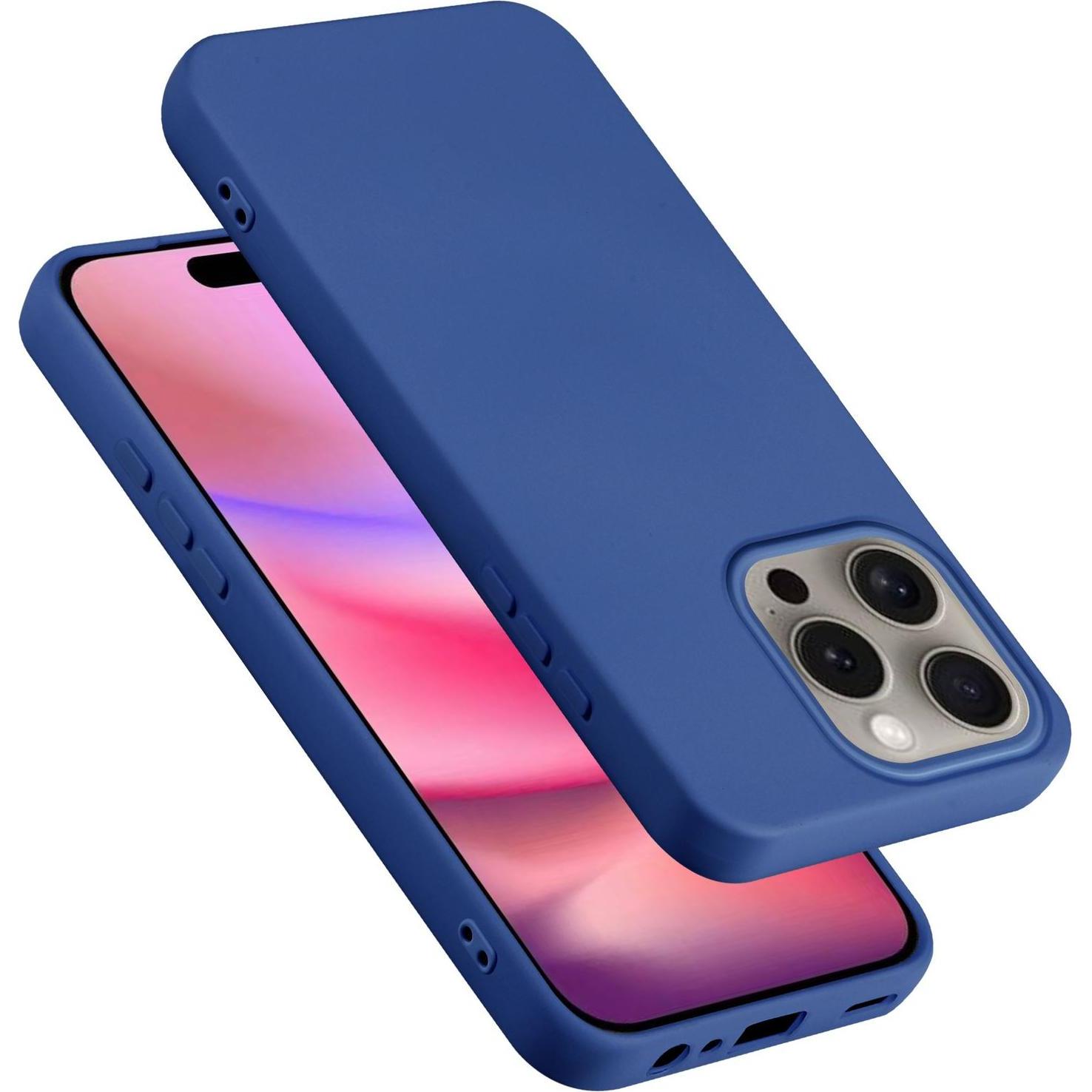Cadorabo Hülle für iPhone 16 PRO MAX TPU im Liquid Schutz Design (Apple iPhone 16 Pro Max), Smartphone Hülle, Blau