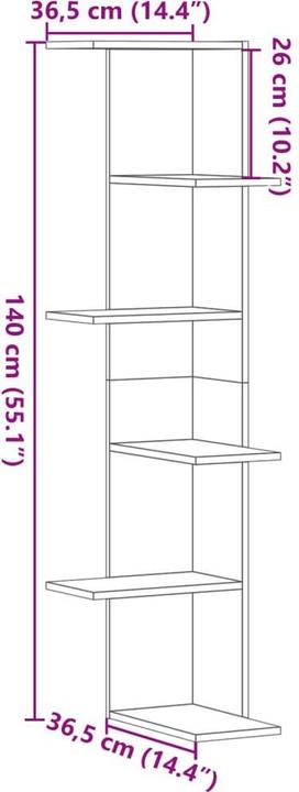 Actual product image vidaXL Corner wall shelf (36.5 x 36.5 x 140 cm)