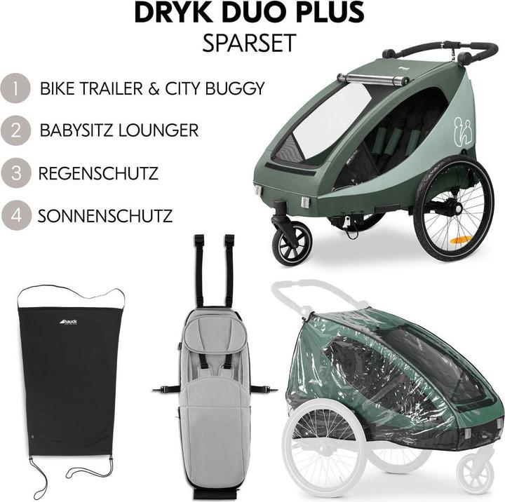 Produktbild Hauck 2in1 Fahrradanhänger Sparset Dryk Duo Plus