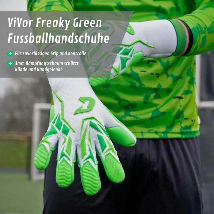 Actual product image Catch & Keep Fussballhandschuhe ViVor Freaky Green Gr. 7 Torwart Goalie Handschuhe (7)