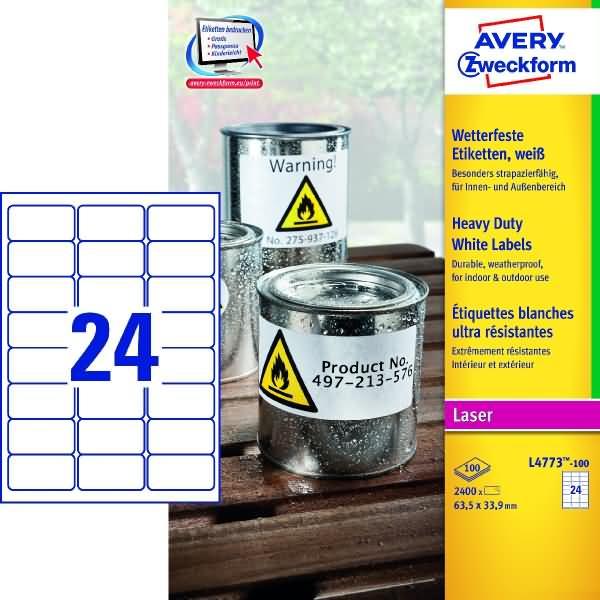 Actual product image Avery Weatherproof film labels