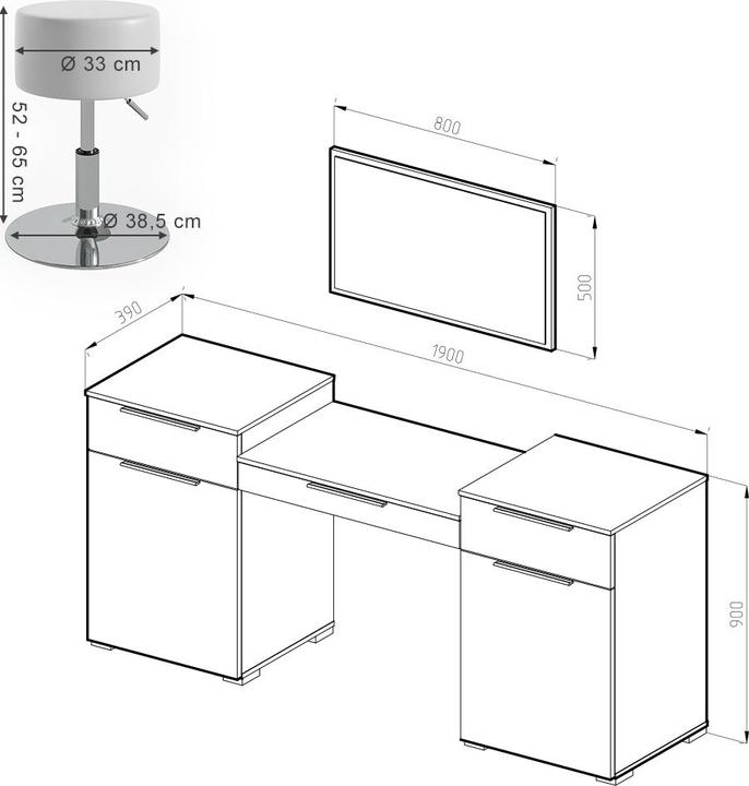Actual product image Vicco Lilli with stool (190 x 39 x 90 cm)