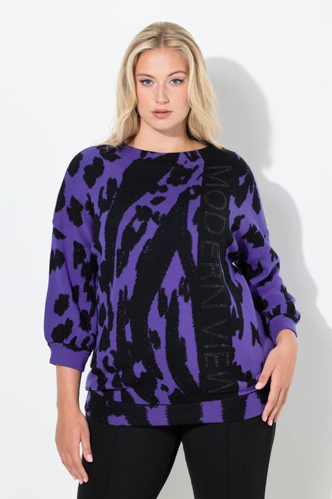 Produktbild Ulla Popken Jacquard-Pullover, Animal, Stehkragen, 3/4-Arm (58)