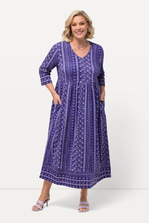 Produktbild Ulla Popken Jerseykleid, A-Linie, V-Ausschnitt, 3/4-Arm, Taschen (54)
