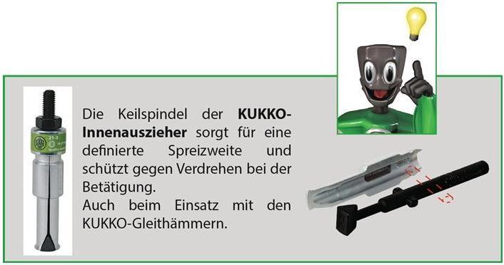 Actual product image Kukko Internal extractor series 21 3-shell Bearing inner d.100- 200mm mechanical spindle Insert d.175mm