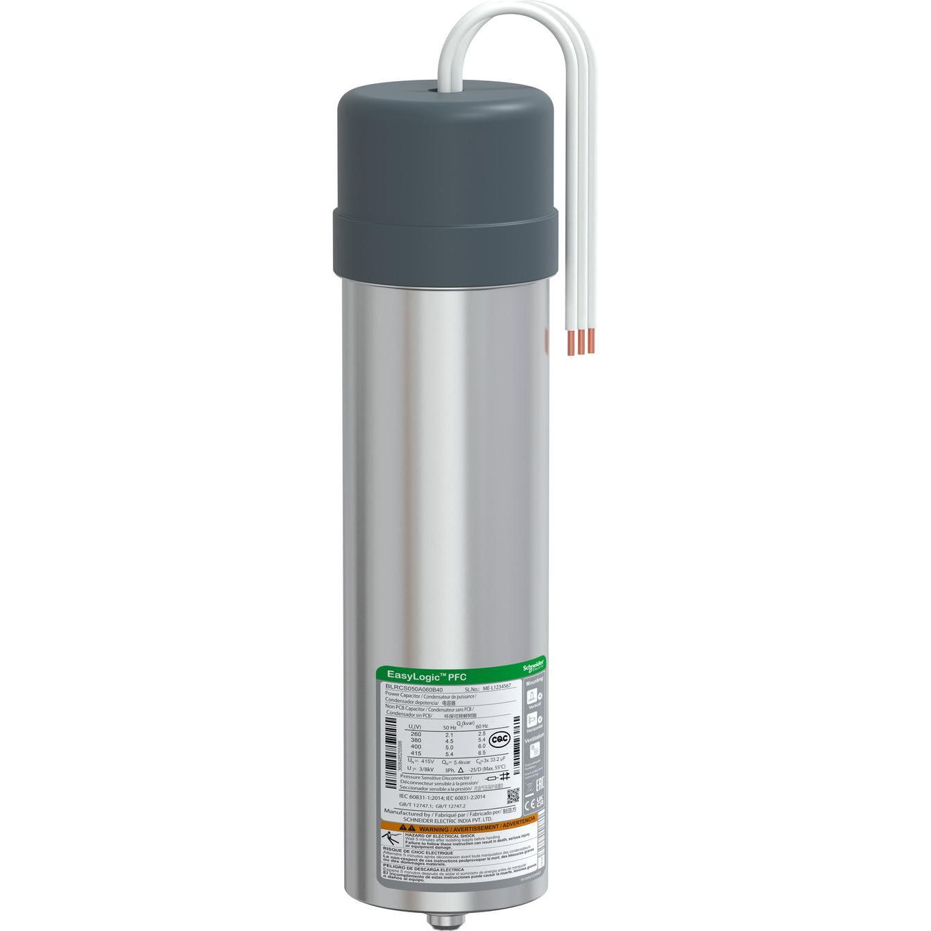 3x Schneider Electric VarplusCan SDuty-Kondensator, 5/6 kvar, 400 V, 50/60Hz BLRCS050A060B40, Kondensator