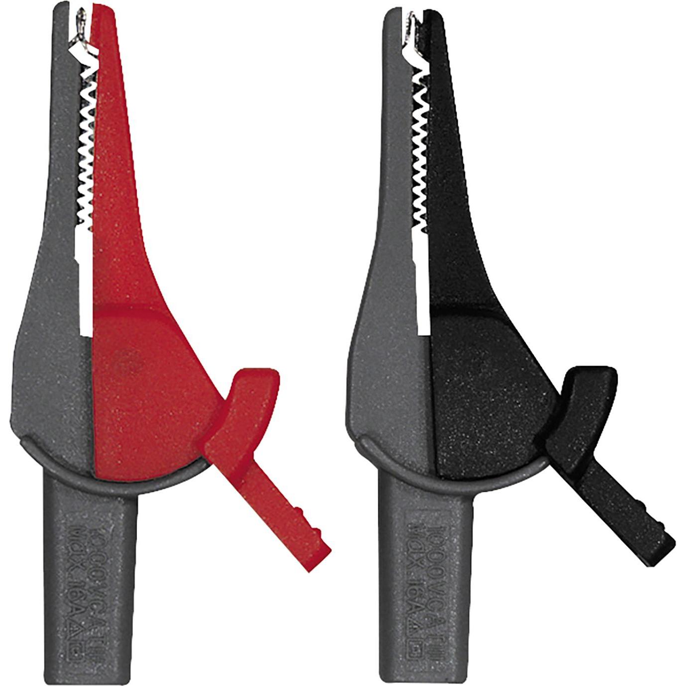 Cimco CIM 111480 Krokodil-Klemme, Ãffnung ca. 21mm, 2er Set grau/rot und grau/schwarz (Klemme), Messtechnik, Grau