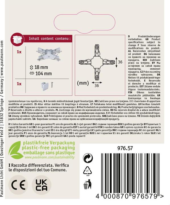 Valori nutrizionali e ingredienti Paulmann Connettore URail X