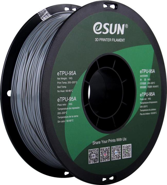 Actual product image eSUN eTPU-95A 1.75mm Grey 1kg 3D Filament (TPU, 1.75 mm, 1000 g, Grey)