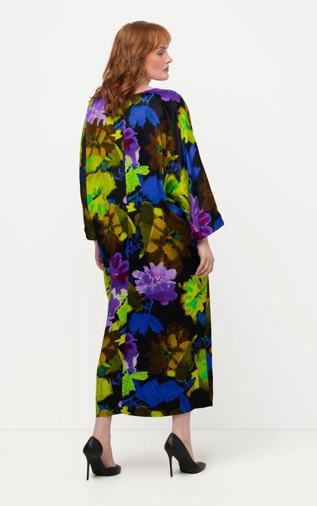 Image du produit Ulla Popken Robe midi à col V et manches courtes. Motif floral. (50, 52)