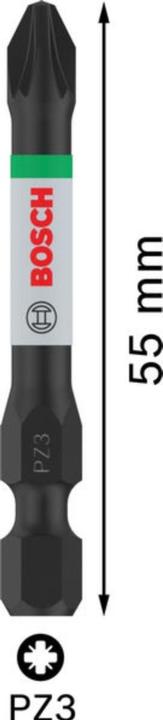 Actual product image Bosch Professional Zubehör PRO Pozidriv Impact Bit, PZ3, 55 mm, 2-tlg. (Cross Pozidriv PZ)